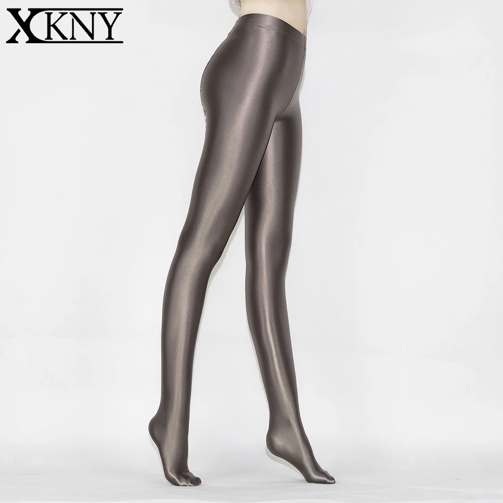 XCKNY pantaloni lucidi in raso collant opachi lisci collant luminosi calze di seta sexy slim pantaloni sportivi a vita alta da bagno lucidi