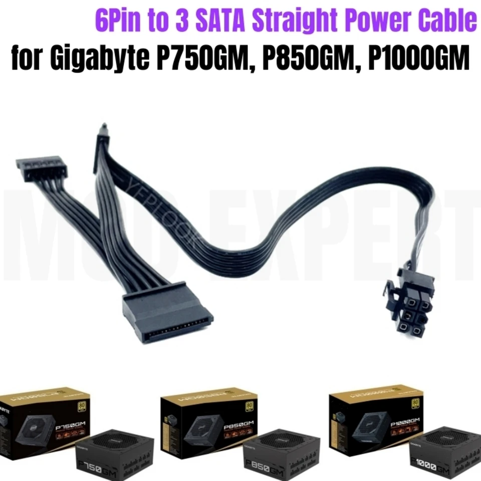 6Pin to 3x SATA Power Cable for Gigabyte P-GM