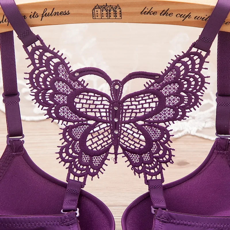Hikigawa Underwear Women Bra Front Buckle Y-Shape Back Sexy Bracier De Mujer Push Up Back Lace Bra With Underwire A B Cup