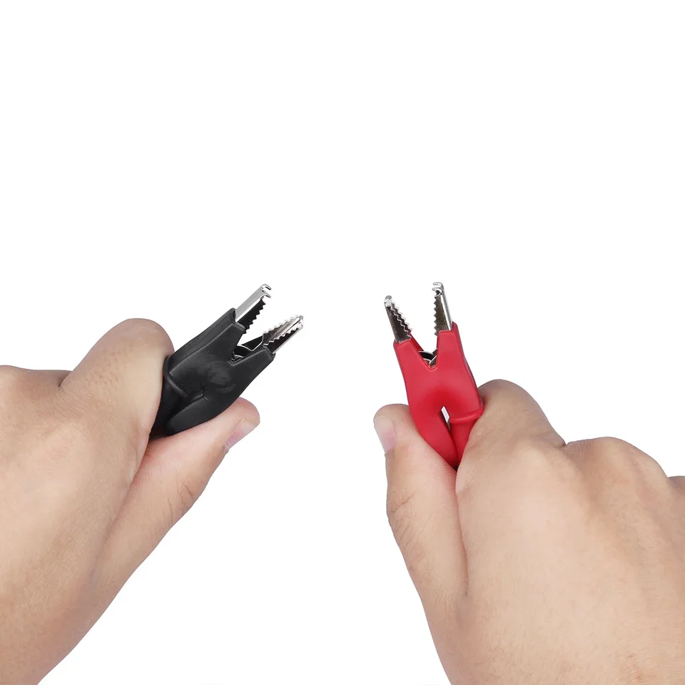 2x Krokodilklemmen Mit 4 Mm Bananenstecker – 15A CATII, Vernickeltes Messing, Rot/schwarz