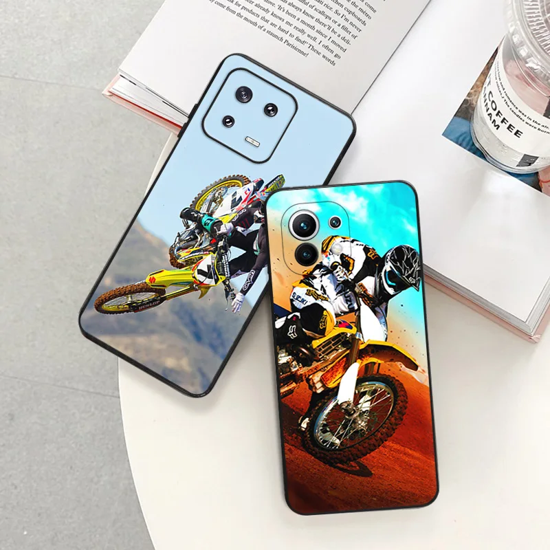 Anti-Drop Soft Phone Case For Xiaomi 12T 12X 13Lite Redmi Note 12 4G 5G 12s 13 Pro 12c 13c Cool Flying Rider Motocross Cover