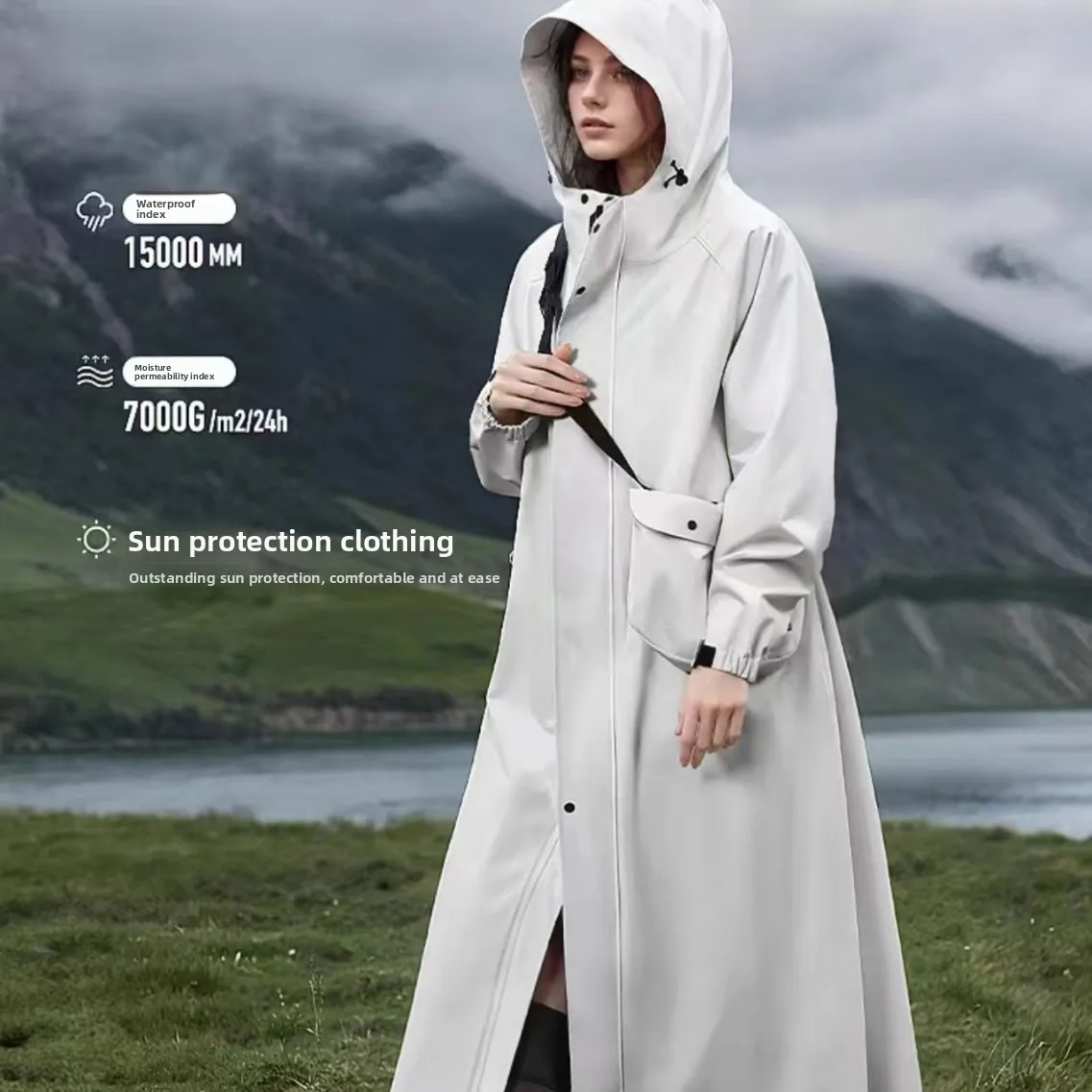 

Outdoor windbreaker Running mountaineering raincoat Windbreaker Thickened adult riding poncho rainstorm windproof sunscreen