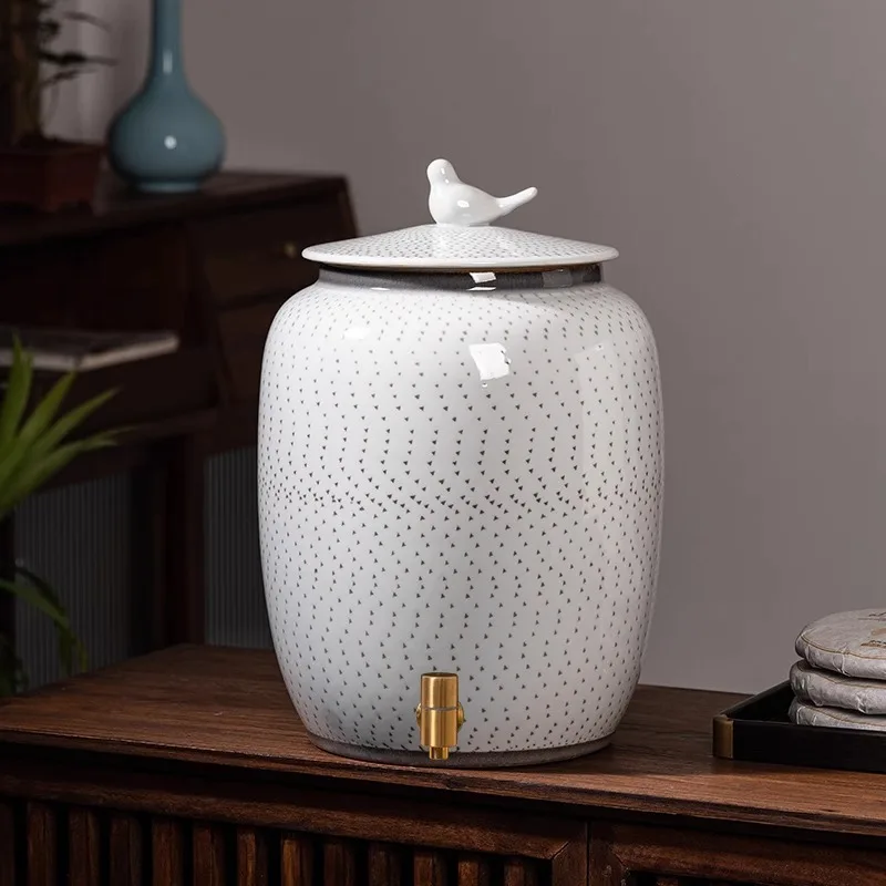 Jingdezhen ceramic water tank household water storage tank with faucet 10kg 15kg kitchen living room kung fu tea water tank
