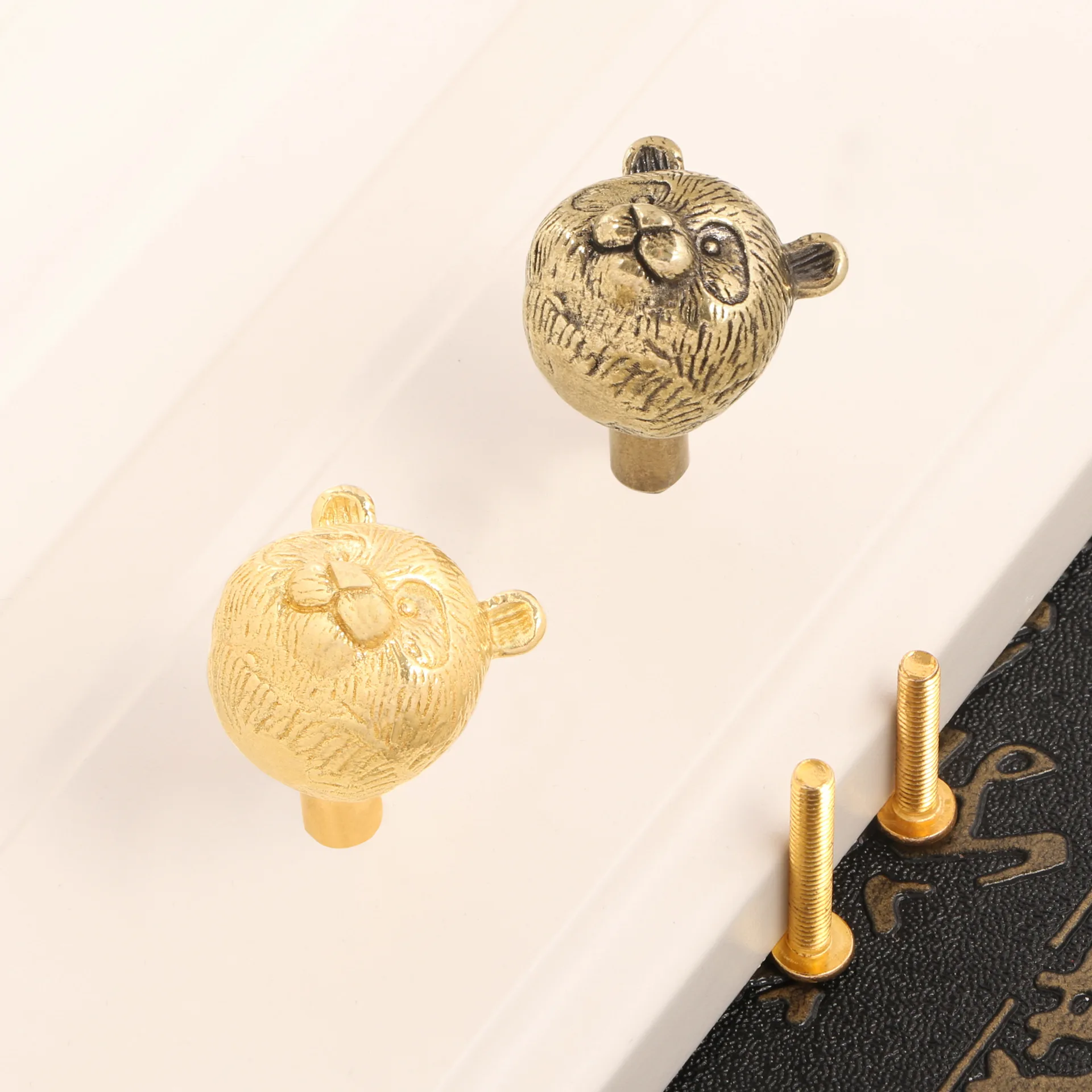 Panda Creative Brass Door Handle Home Decor Craft Wall Hanging Cabinet Door Pull