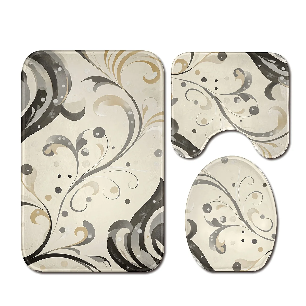 

Набор ковриков для ванной комнаты из 3 предметов с винтажным цветочным узором, нескользящие коврики для унитаза, U-образные коврики и коврики для ванной, домашний декор