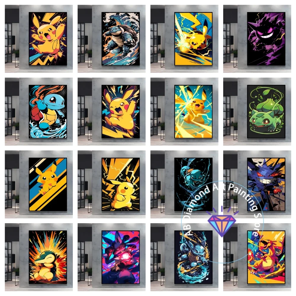 

Print on Canvas Pokemon Square Round AB Diamond Painting Kit 5D DIY Embroidery Cross Stitch Handmade Art Crafts Home Decor Gift
