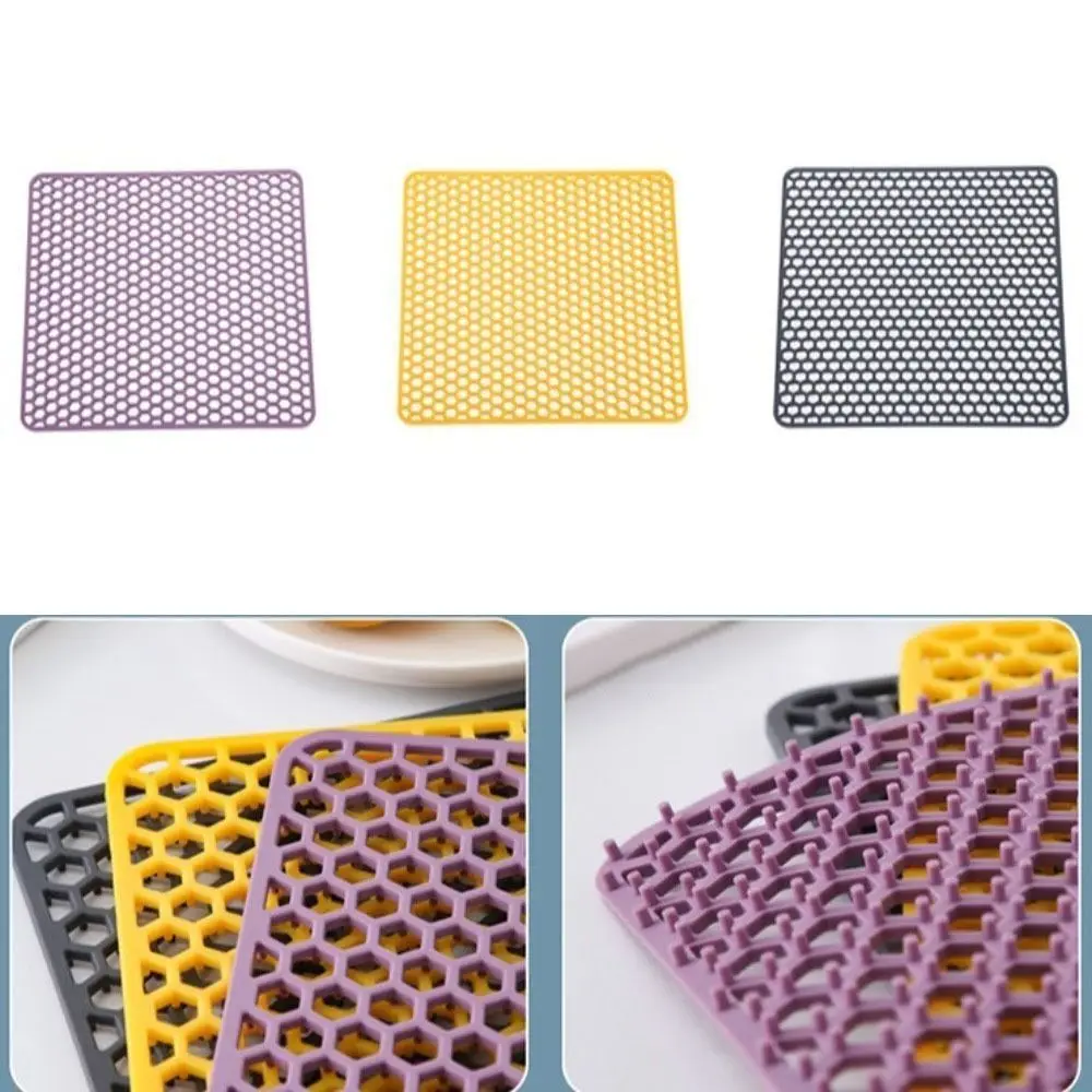 Silicone Sink Mat Protectors Non-slip Insulation Dish Drying Mat Hollow Placemat Heat-resistant Mat for Bottom of Kitchen Sink