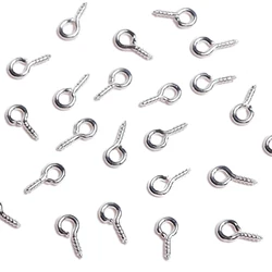 작은 나사 아이 핀 양 눈 못, DIY 키체인 목걸이 팔찌 펜던트, 보석 공예 액세서리, 4x8mm, 200 개/100 개/백