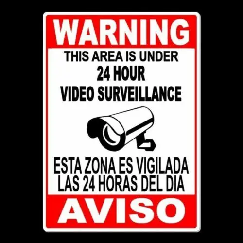 Signe de caméra de surveillance vidéo espagnol et anglais, panneau en métal, sécurité avinstants MS013