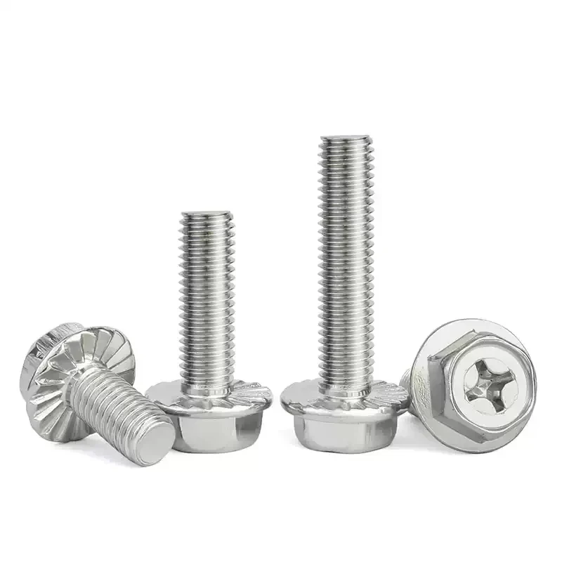 

M3-M8 304 Stainless Steel Phillips Flange Bolts / External Hexagon Screws with Washer Face Metric Thread 5-60mm A2-70