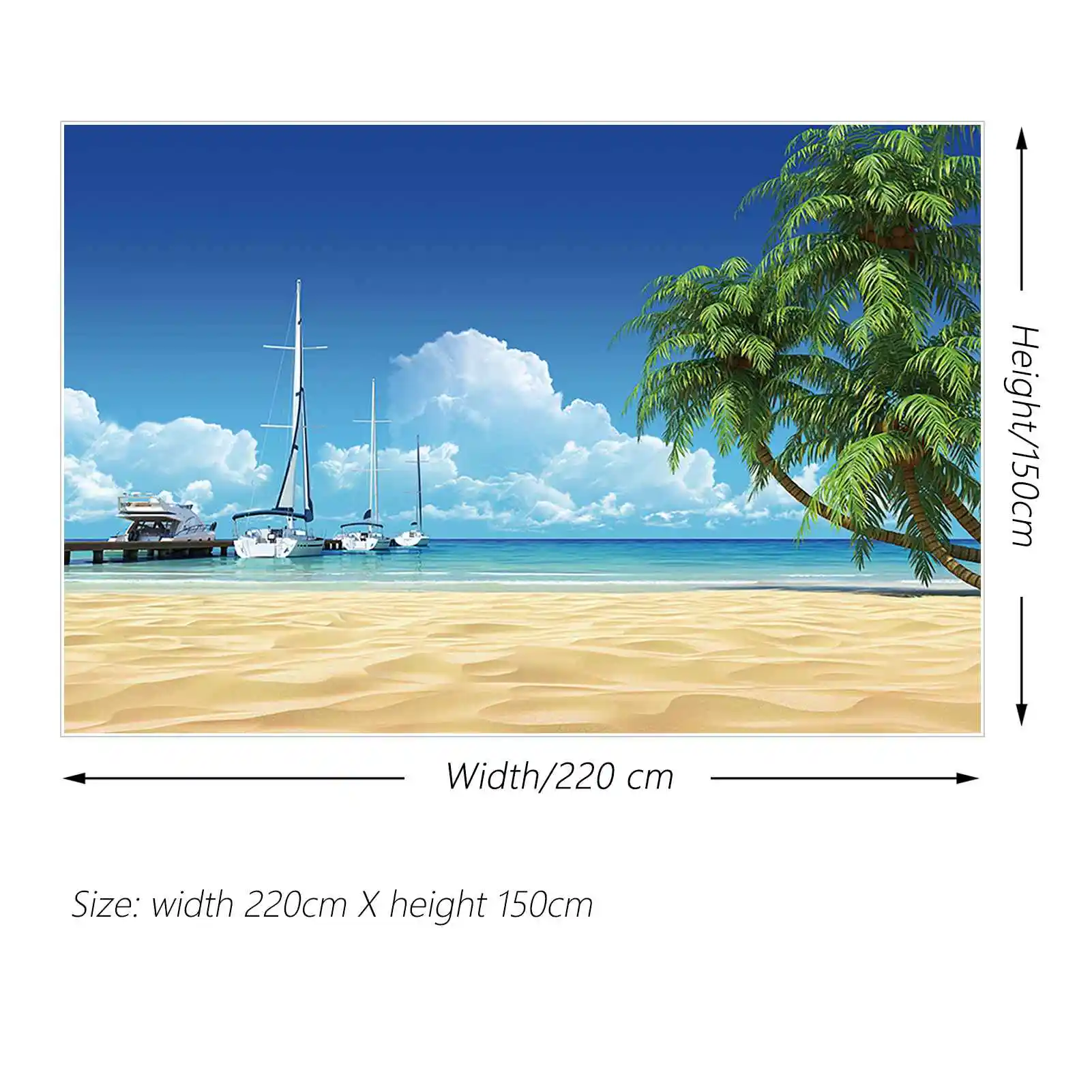 MOON.QG Tropical Beach Sea Ship Boat Wharf Backdrop Photography Summer Holiday Party Background Blue Ocean Surface Photo Props