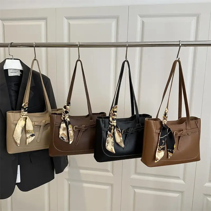 

Ретро пригородная сумка на плечо, модная простая сумка-тоут из искусственной кожи, сумка подмышки, женская универсальная сумка большой вместимости