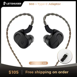 Letshuoer S08 Fourth Generation in Ear Monitor Earphone Dual-coil 13mm Planar Magnetic Driver HiFi Wired in Ear Earbuds