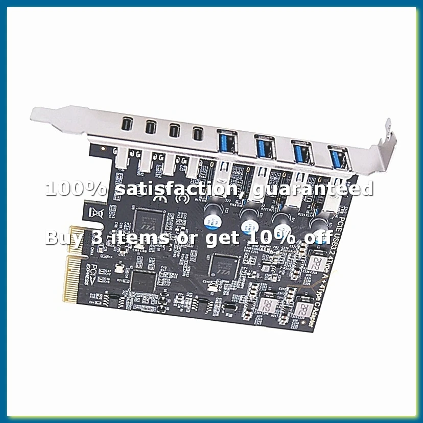 Carte d'extension PCIE USB3.2 GEN2 10 Gbps PCI Express X4 vers 4 ports TYPE A + 4 ports TYPE C Adaptateur HUB USB pour PC de bureau -DTB3