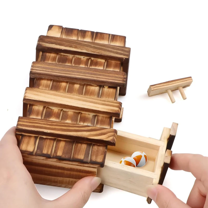 2PCS Puzzle Boxes With Hidden Compartments And Secret Drawers 3D Wooden Brain Teasers For Adults And Kids Creative Gift Ideas