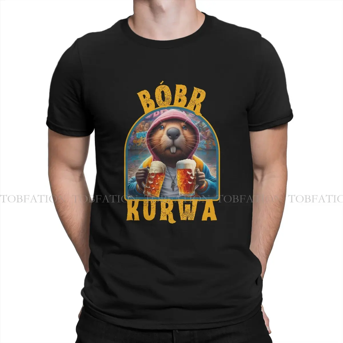 Drinking Beer Special TShirt Kurwa Bobr Bober Comfortable Hip Hop Graphic  T Shirt Short Sleeve Hot Sale