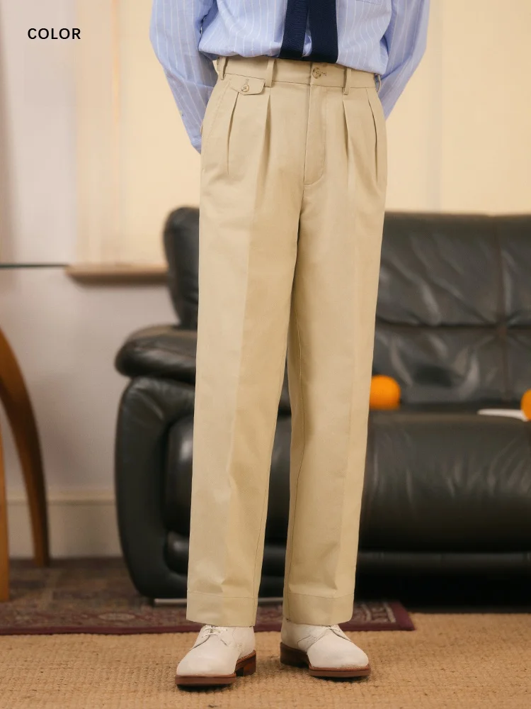 

Мужские повседневные брюки Cultum Vintage с высокой талией, прямые, из хлопка, длинные, бархатистые, цвета хаки, для молодежи, энергичные и стильные