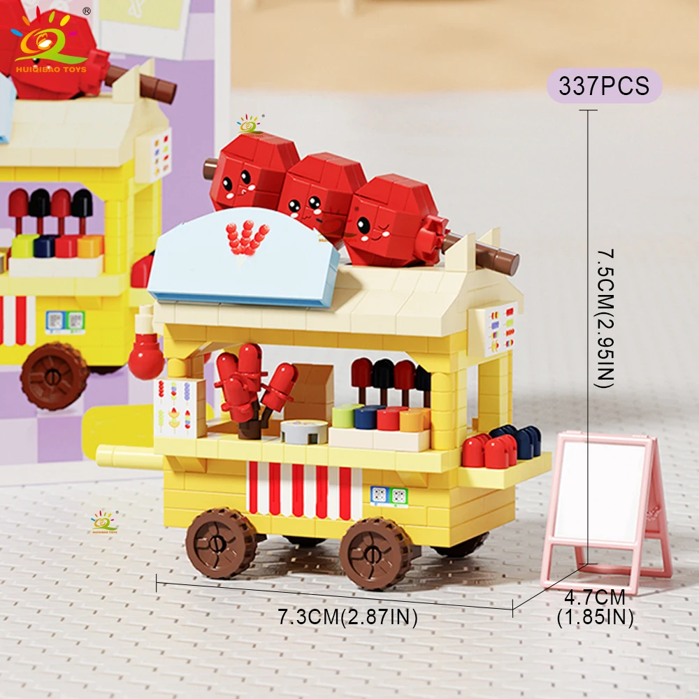 HUIQIBAO Niedliches MOC-Modell eines Lebensmittelgeschäfts, Mikro-Baustein-Set, Straßenansicht, Miniaturmodell, Bausteine, Spielzeug für Kinder, Schreibtisch- und Heimdekoration. – Detail 5