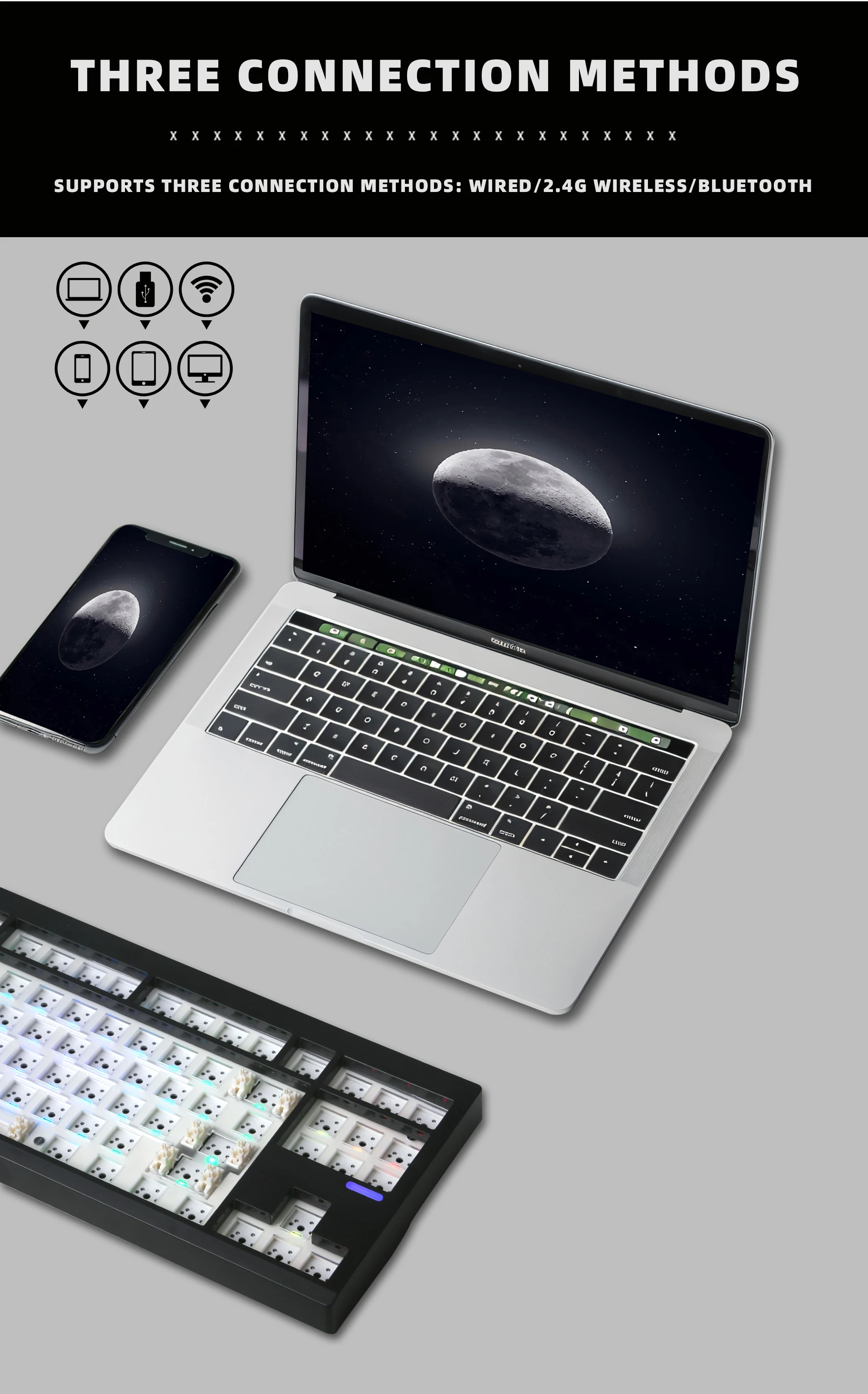 ZUOYA GMK87-L Mechanical Keyboard KIT 3-Mode Wireless Bluetooth Hot Swappable Gasket Customization Keyboard Gaming Keyboard KIT