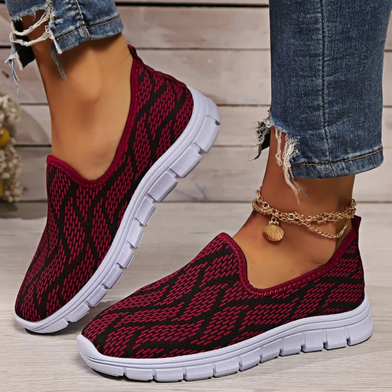 Tennis Shoes for Women Spring New Breathable Mesh Trendy Color Matching Running Shoes Outdoor Shallow Mouth Slip-on Casual Shoes