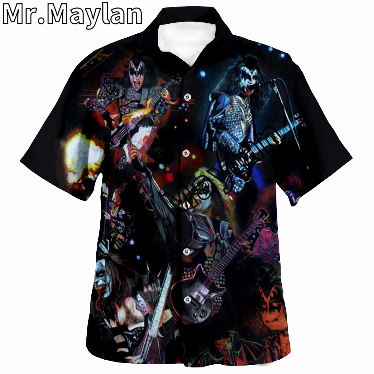 Rock Kiss Band 3D Printed Shirt Hawaii Shirt Men Summer Short Sleeve Shirt Men Shirts 2023 Oversized 5XL shirt Chemise Homme-198