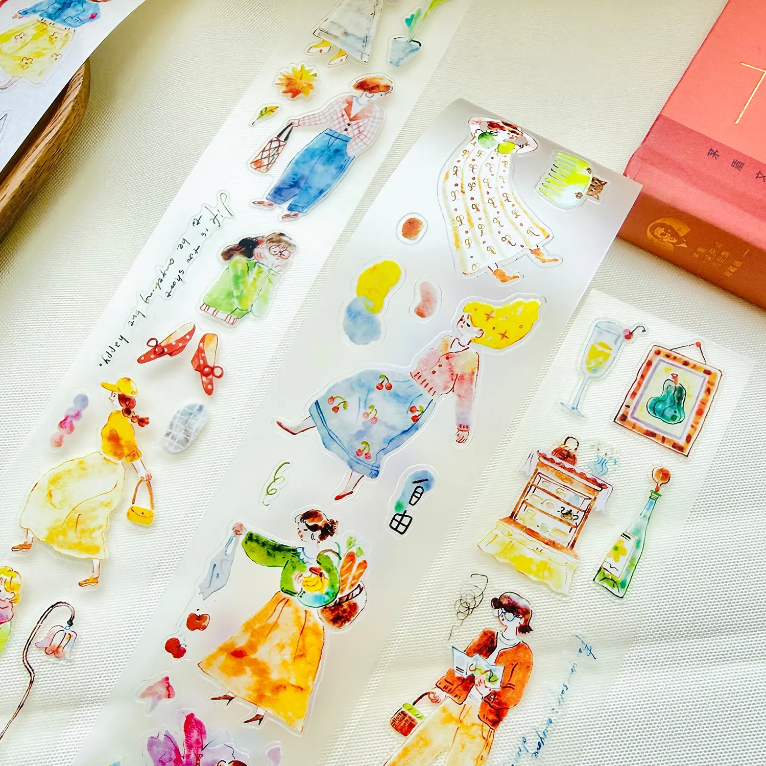 Normi Studio Beauty Girl Rijen Stoelen Gestanste PET Washi Tapes Creatieve Benodigdheden DIY Scrapbooking Kaartmaken Decoratie Sticker