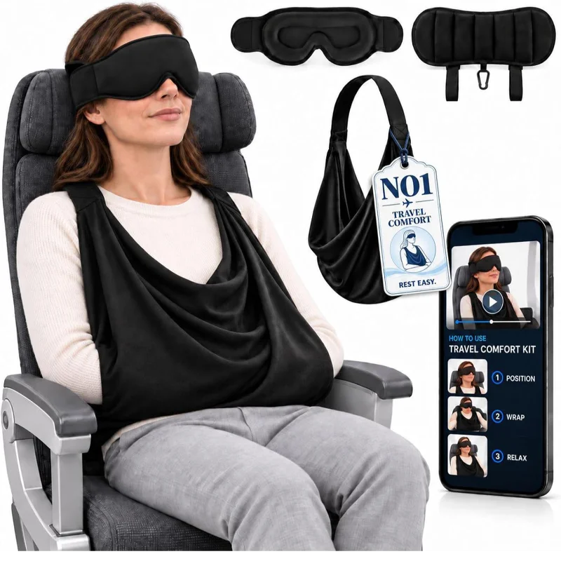 3 In 1 Airplane Travel Sleep Travel Pillow Adjustable Sleep Eye Mask Wrap Blanket Body Strap Travel Sleep Accessory For Flight