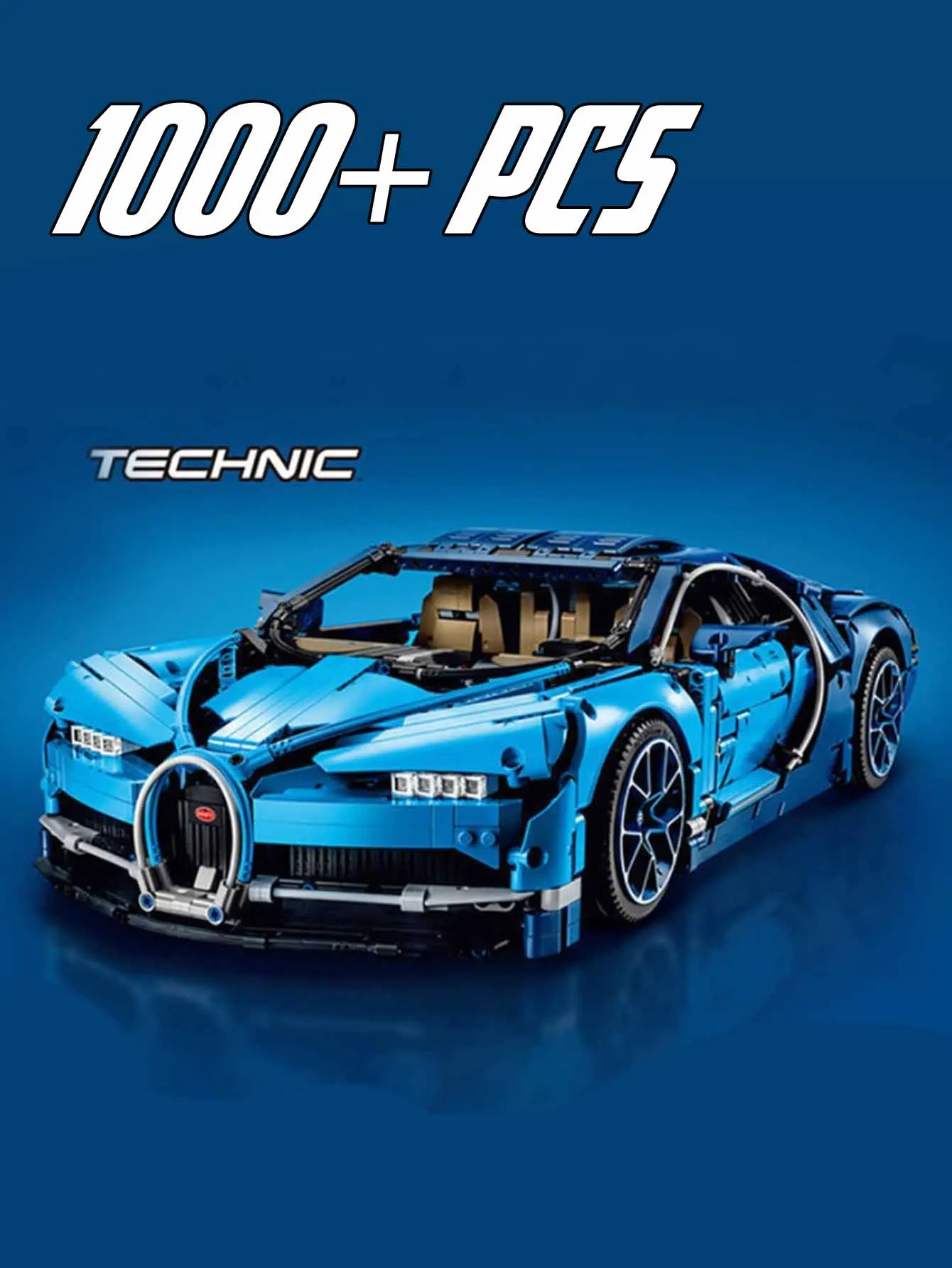 Bilibili Animation bleu voiture de sport 1000 + pièces multijoueur bricolage bloc de construction assemblage mécanique modèle de voiture jouets