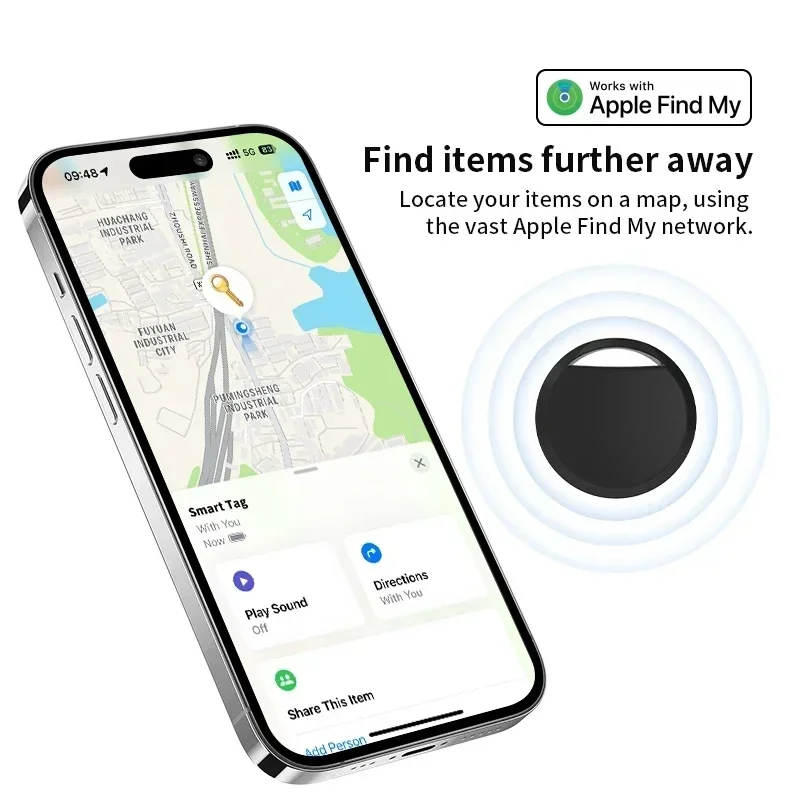 Inteligentny tag powietrzny GPS Urządzenie zapobiegające utracie Bluetooth, używane do portfela bagażowego na klucze, odpowiednie dla inteligentnego trackeru Apple, znajdź mnie (tylko iOS)