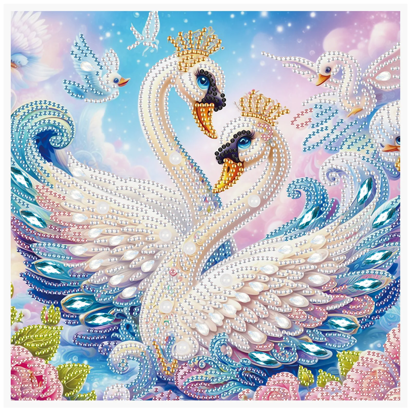 Kit de arte de diamante de forma especial de cisne elegante DIY para principiantes y adultos, Kit de pintura de arte de diamante para regalo de decoración de pared del hogar
