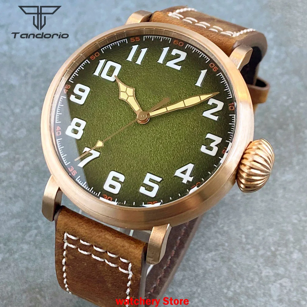 46.5mm Cusn8 Real Bronze Case PT5000 NH35A Automatic Watch Men Vintage Pilot Watch 10Bar Diver Clock Sapphire Glass Luminous