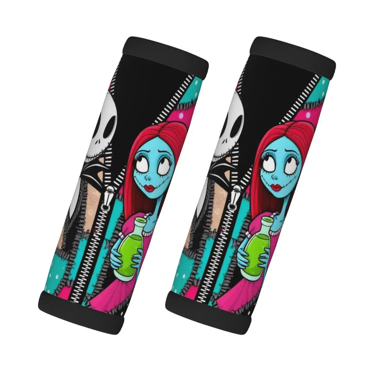 

Custom Jack Skellington Luggage Handle Wrap Suitcase Identifier 2 Pack Nightmare Before Christmas For Door Handle