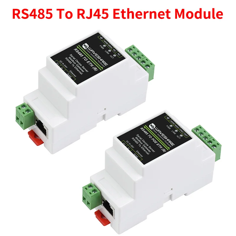 

RS485 to RJ45 Ethernet Module Industrial Serial Server TCP/IP to Serial Support Rail-Mount Modbus Gateway Optional POE Function