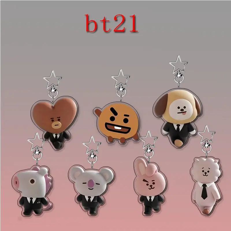 

Милый акриловый брелок-подвеска Kawaii BT21 TATA KOYA RJ COOKY CHIMMY SHOOKY MAN, аксессуар для украшения рюкзака, игрушка