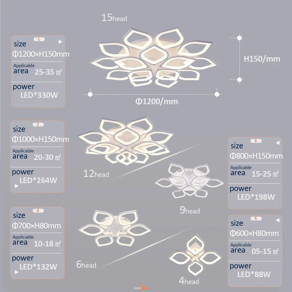 

Brightness Modern Acrylic Led Ceiling Light Lamp for Living Room Bedroom Adjustable Fixtures