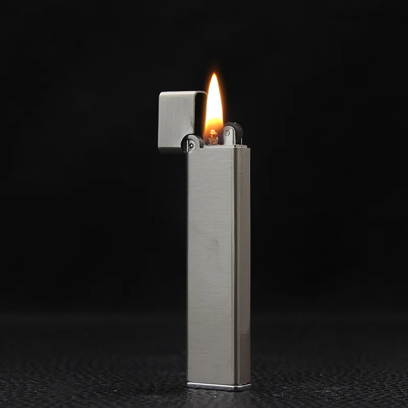 Creative Long Strip Lighter Open Flame Cigarette Lighter Personalized Small Grinding Wheel Metal Smoking Set  Smoke Accessories