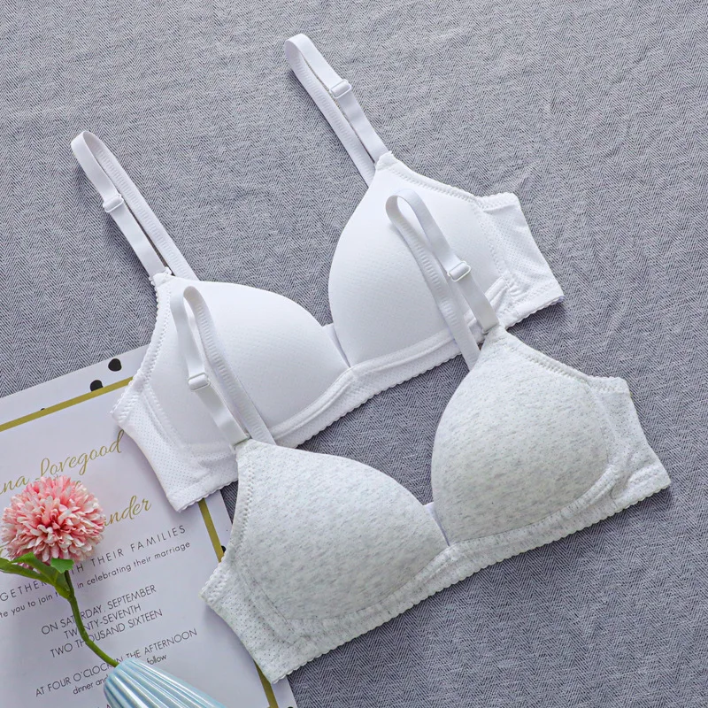 New Solid Color Wireless Comfortable Girl Underwear Adjustment Bra High School Students Development Period Bra 14 16 18 Years