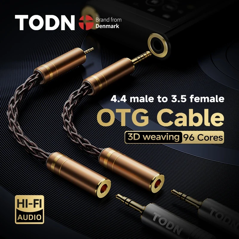 

TODN 7N OCC HIFI Balanced Audio Cable 8 Core Earphone Conversion Adapter Cable 2.5/3.5/4.4mm Male To Female AUX Jack Cable