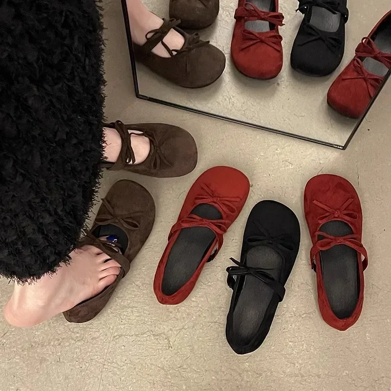 New Bow Red Mary Jane Shoes, Children's Fashion Matching Skirt, Flat Sole, Single Shoe Trend