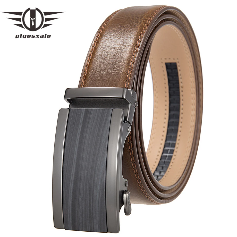 

Plyesxale 3.5cm Width New Luxury Men Genuine Leather Belt High-end Mens Automatic Buckle Belt Business All-match Waistband B1215