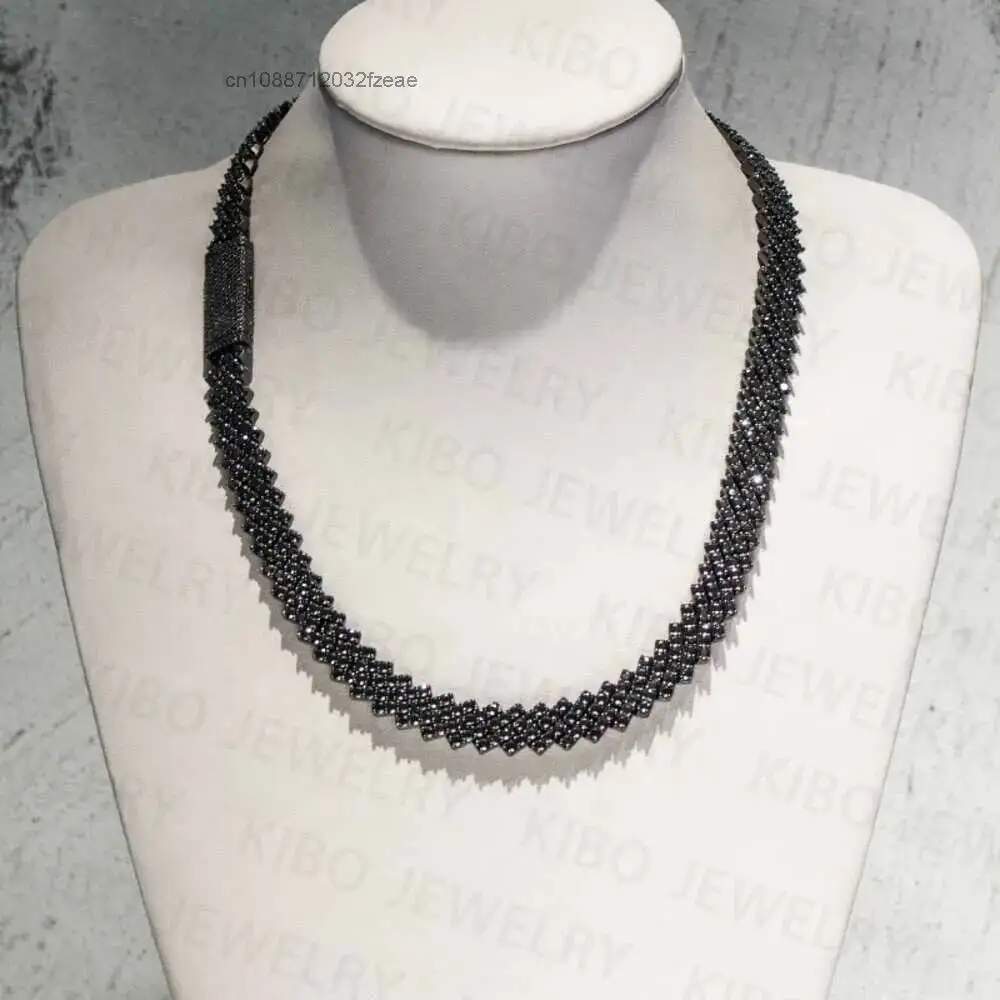 Luxury Fine Jewelry Necklaces Custom Vvs Moissanite Cuban Chain 12mm Iced Out 925 Silver Black Moissanite Cuban Link Chain for M
