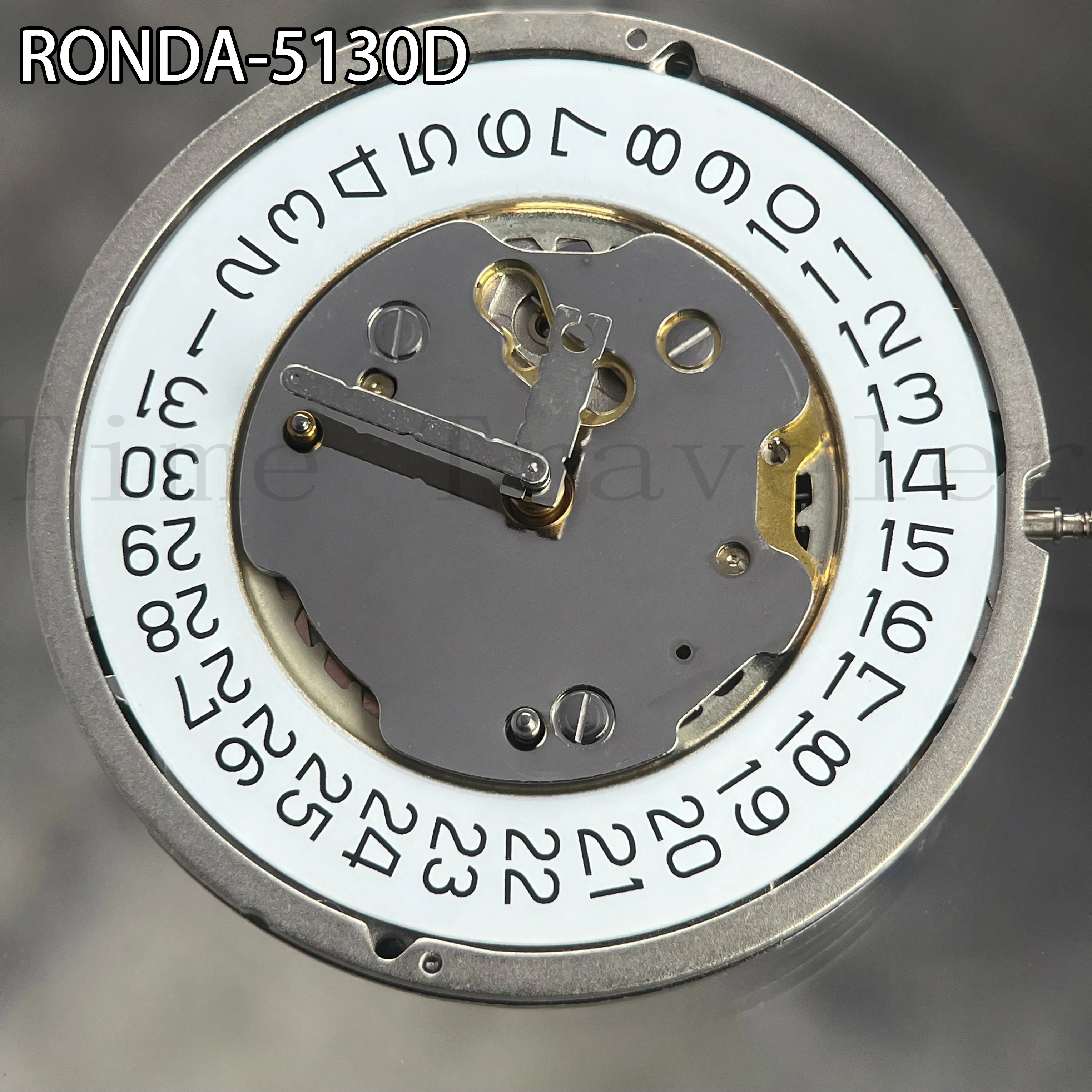 5130.D Ronda Movement Quartz Mechanism 5130D Silver Version White Datewheel Six Jewels Watch Parts Replacements