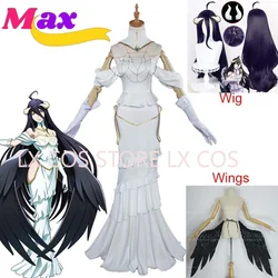 Overlord Albedo Cosplay Costume pour femme, robe blanche, Max Anime, Halloween, Noël