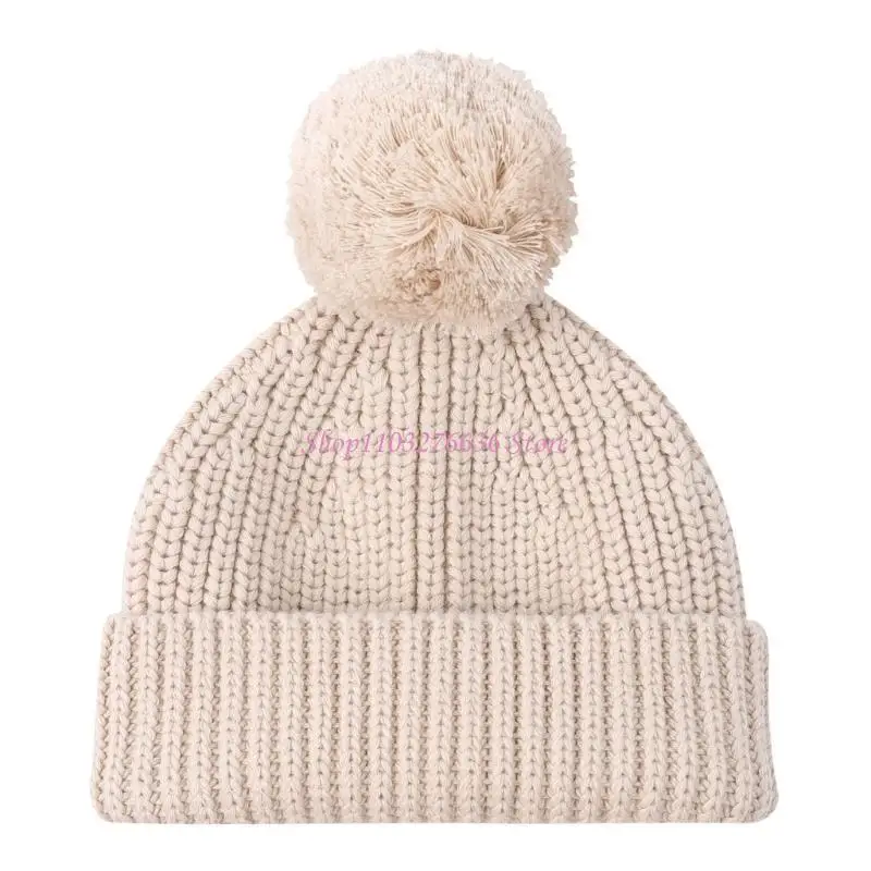 

R6FD Детская эластичная вязаная шапка с помпонами Детская шапка Хлопковые дышащие шапки