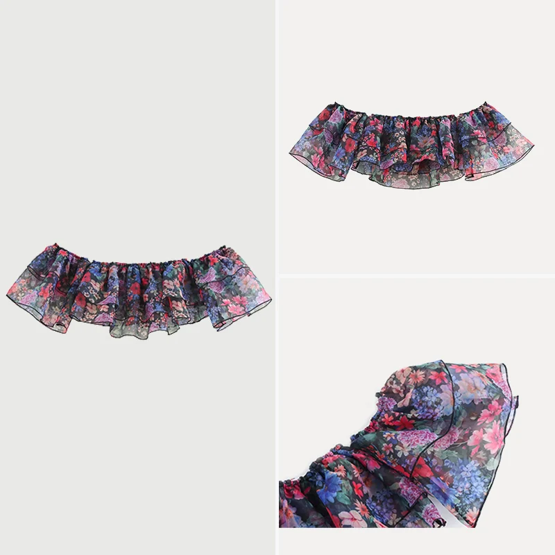 

Z Women's Faion Spring 2025 Layered Ogeea One-oulder Top Elegance Printed Polyester Vest Svel Dr