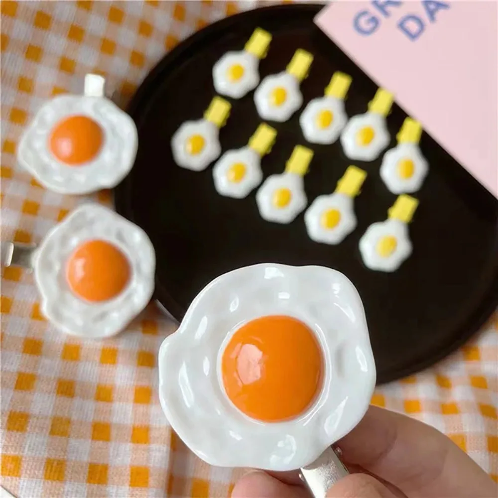 

Fried Eggs Shape Hair Clip Resin Sweet Yellow Clips Ponytail Hair Clip Duckbill Clips Cute Shark Clip Girls Hair Decoration