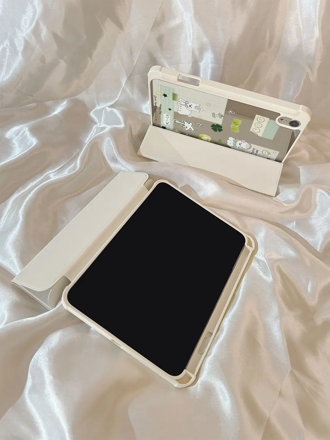 Summer Fresh Grid Grass Dog Flowers Mirror For iPad 11th A16 10 9 8 7 5 Pro 13 11 M5 M4 M3 M2 12.9'' Air  4 3 2 1 Mini 7 6 Cover