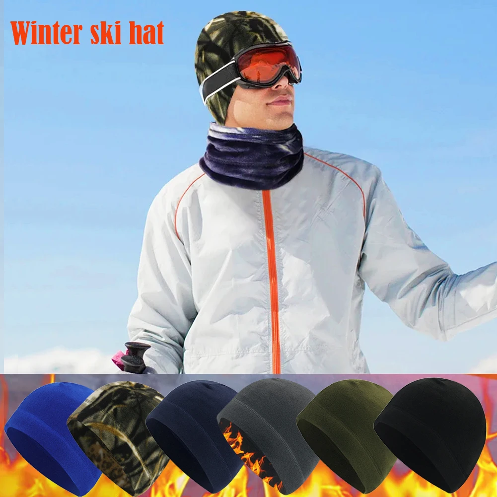 Winter Warm Beanie Hats Windproof Ski Sports Cap Polar Fleece Running Hiking Cycling Cap Unisex Outdoor protective equipment