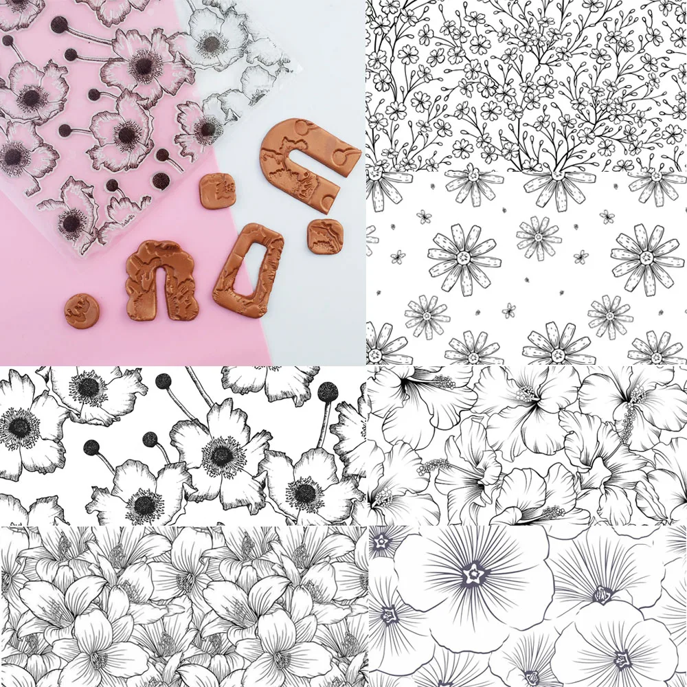 36 Design Polymer Clay Texture Stamp Sheet Flower Pattern Clay Jewelry DIY Supplies Embossing Mat Sellos Para Arcilla Polimeri