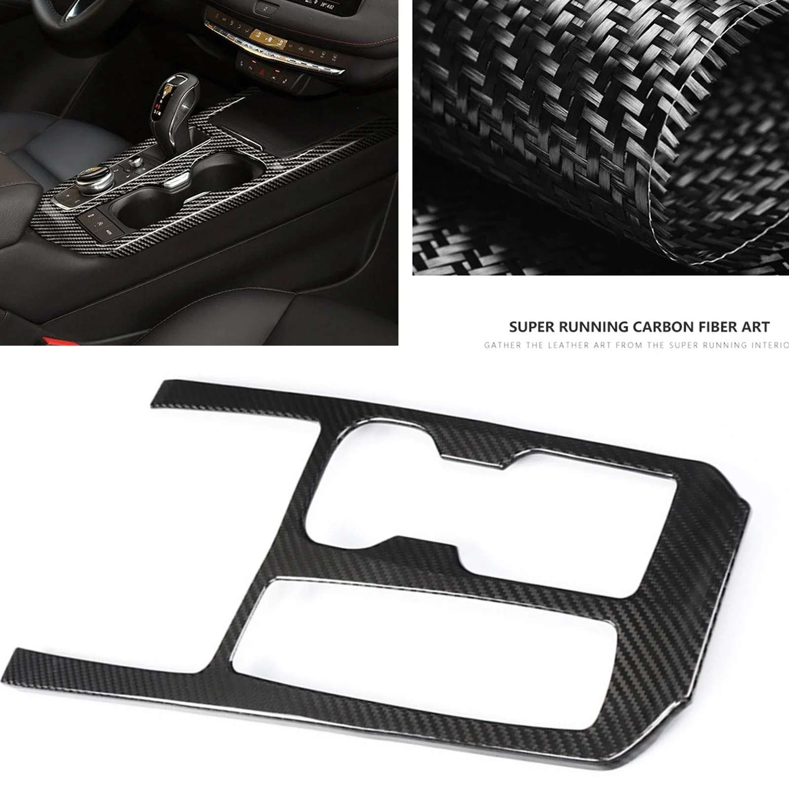 

New！For Cadillac XT4 2018-2022 Real Carbon Fiber Center Console Gear Shift Box Panel Trim Frame Cover Sticker Strip Gear Board D